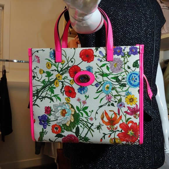 SOLD🙏NWOT GUCCI FLORAL PRINT TOTE BAG - Picture 12 of 17